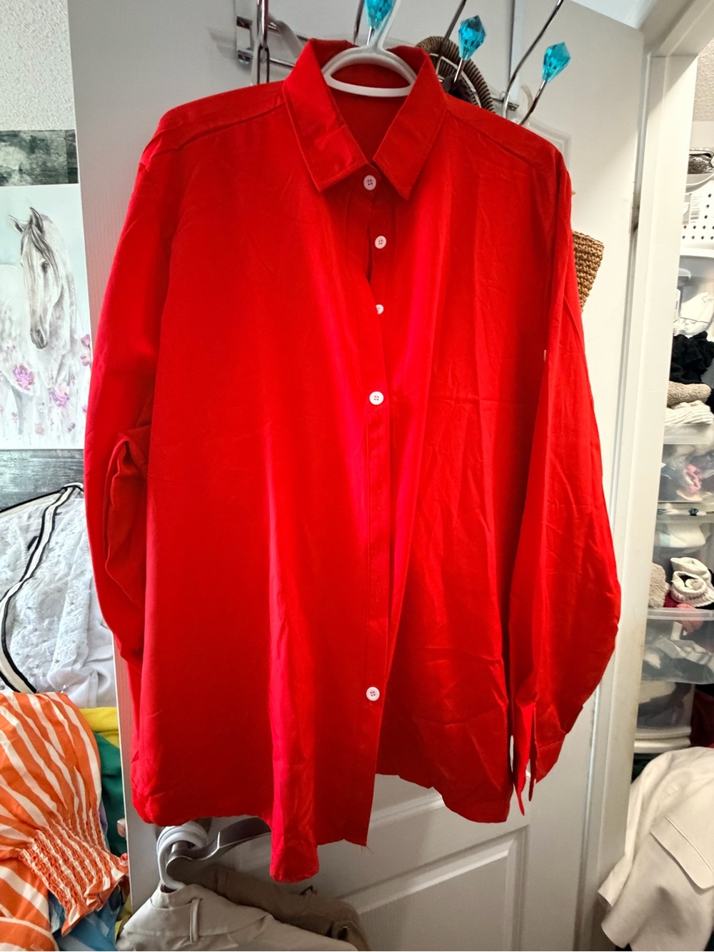 Bold Red Button-Up Shirt